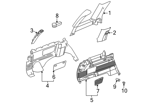 2004 GMC Envoy XL Interior Trim - Quarter Panels Molding Asm-Body Side Window Front Garnish *Pewter I Diagram for 15186086