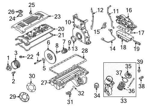 2001 BMW M3 Engine Parts Gasket Diagram for 11127837024