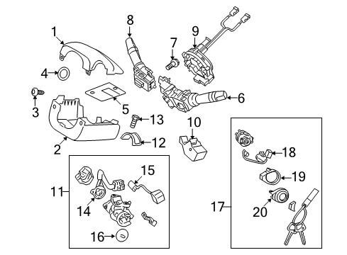 2011 Hyundai Genesis Coupe Switches Coil Antenna Assembly Diagram for 95401-2L100