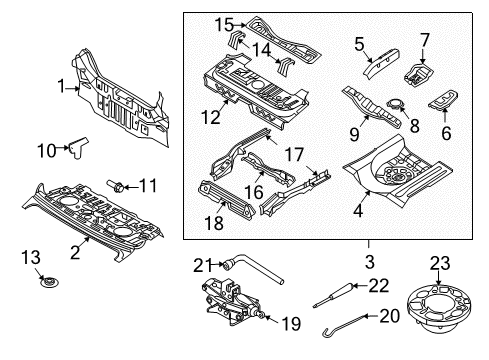2007 Chevrolet Aveo Rear Body Panel, Floor & Rails Package Tray Panel Diagram for 96648463