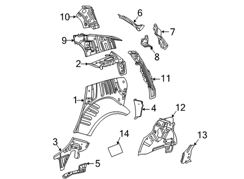 2021 Cadillac CT5 Inner Structure - Quarter Panel Inner Wheelhouse Diagram for 84725592