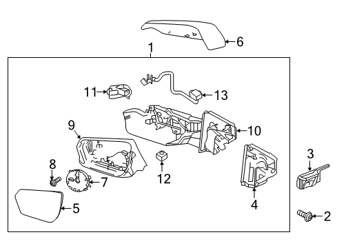 2019 Chevrolet Equinox Outside Mirrors Mirror Glass Diagram for 23121712