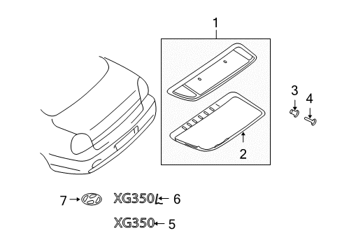 2004 Hyundai XG350 Exterior Trim - Trunk Lid MOULDING Assembly-Back Panel Diagram for 87370-39530