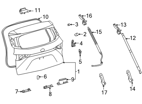 2022 Toyota Sienna Gate & Hardware Lift Gate Stopper Diagram for 67294-08030