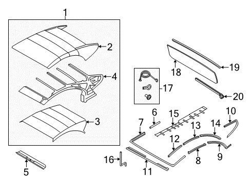 2015 BMW 640i xDrive Frame & Components - Convertible Top Tension Rope Diagram for 54347310389