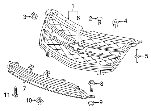 2012 Chevrolet Volt Grille & Components Lower Grille Diagram for 25975546