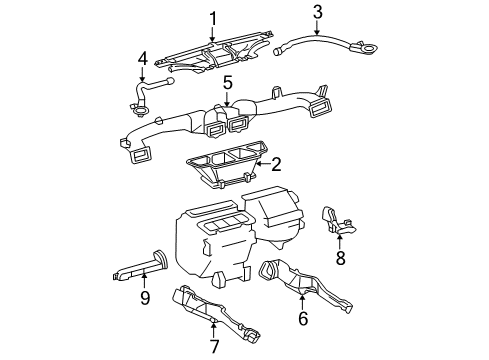 2008 Toyota Solara Ducts Defroster Duct Diagram for 55972-AA030