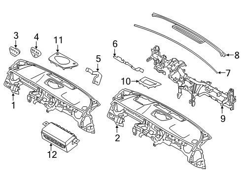 2015 Kia K900 Cluster & Switches, Instrument Panel Bar Assembly-Cowl Cross Diagram for 844103T500