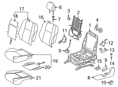 2016 Toyota Tacoma Driver Seat Components Headrest Diagram for 71910-04470-C0