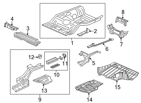 2012 Honda Civic Rear Body - Floor & Rails Crossmember, L. RR. Floor (Upper) Diagram for 65790-TR0-A00ZZ