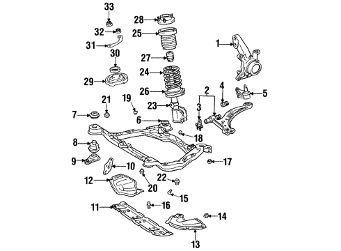 1998 Toyota Avalon Front Suspension, Lower Control Arm, Stabilizer Bar, Suspension Components Coil Spring Diagram for 48131-AC010