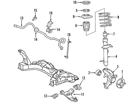2007 Ford Focus Front Suspension Components, Lower Control Arm, Stabilizer Bar Stabilizer Bar Diagram for 8S4Z-5482-C