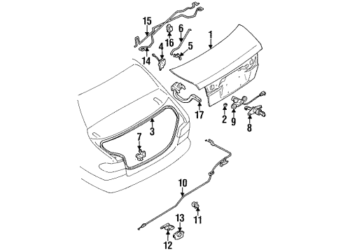 1995 Nissan Sentra Trunk Lid WEATHERSTRIP - Trunk Lid Diagram for 84830-4B000