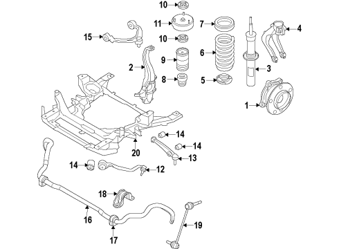 2012 BMW X6 Front Suspension, Lower Control Arm, Upper Control Arm, Ride Control, Stabilizer Bar, Suspension Components Guide Support Diagram for 31336778108