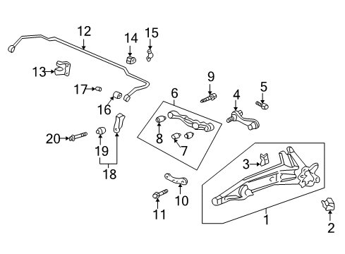 1998 Acura Integra Rear Suspension Components, Lower Control Arm, Upper Control Arm, Stabilizer Bar Link, Rear Stabilizer Diagram for 52303-ST7-Z00