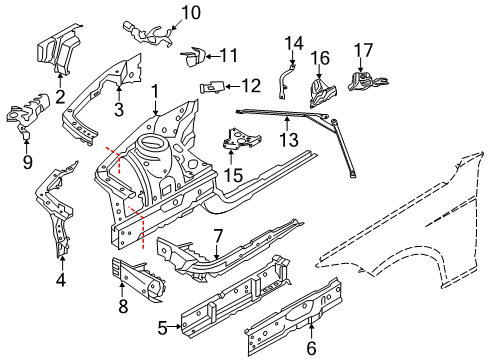 2019 BMW 330i xDrive Structural Components & Rails Thermal Protection, Engine Support, Left Diagram for 51487241757