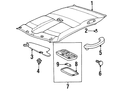 1996 Toyota Tercel Interior Trim - Roof Assist Strap Clip Diagram for 90467-05021-B1