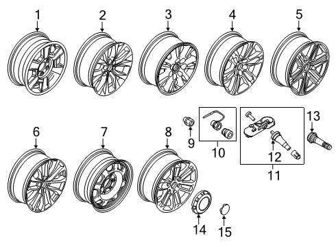 2018 Ford F-150 Wheels Wheel, Alloy Diagram for JL3Z-1007-C