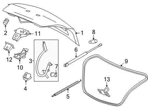 2012 Buick Regal Trunk Lid Weatherstrip Diagram for 20969028