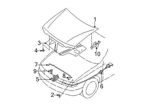 2003 Nissan Altima Hood & Components Rod Hood Support Diagram for 65771-8J010