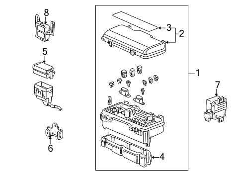 2003 Honda Insight Keyless Entry Components Control Unit, Door Lock & Keyless Diagram for 38380-S3Y-A01