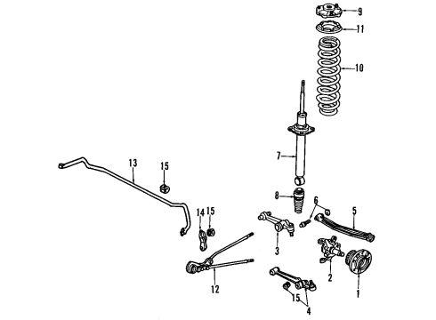 1994 Acura Legend Rear Suspension Components, Lower Control Arm, Upper Control Arm, Stabilizer Bar Link, Right Rear Stabilizer Diagram for 52305-SP0-A02