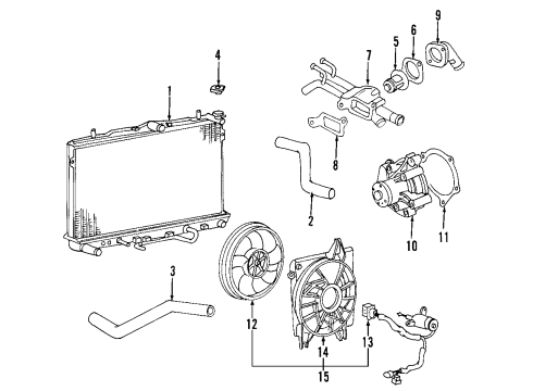 2009 Kia Amanti Cooling System, Radiator, Water Pump, Cooling Fan Motor Assembly Diagram for 253863F500