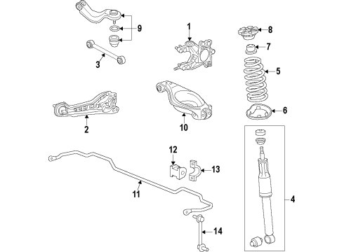 2012 Acura RDX Rear Suspension Components, Lower Control Arm, Upper Control Arm, Stabilizer Bar Rubber, Rear Spring Mounting Diagram for 52686-SJK-003