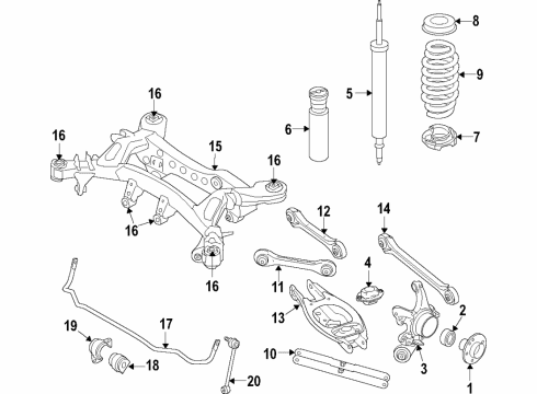 2019 BMW 330i xDrive Rear Suspension Components, Lower Control Arm, Upper Control Arm, Ride Control, Stabilizer Bar Rear Axle Carrier Diagram for 33306851658