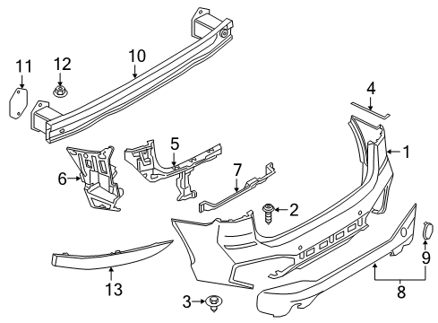 2020 BMW X1 Rear Bumper Rear Reflector, Rear Right Diagram for 63147850998