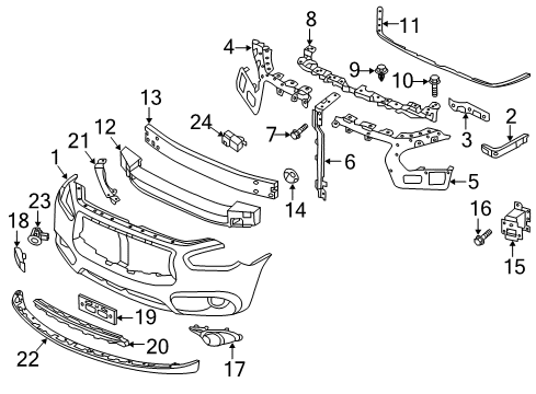 2015 Infiniti QX60 Automatic Temperature Controls Bracket Front Bumper Side RH Diagram for 62224-3JA0A