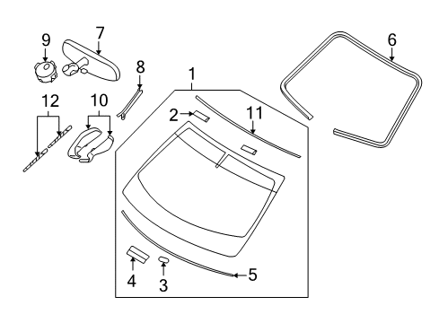 2013 Infiniti FX37 Wiper & Washer Components Mirror Inside Cover Diagram for 96329-3NA0A