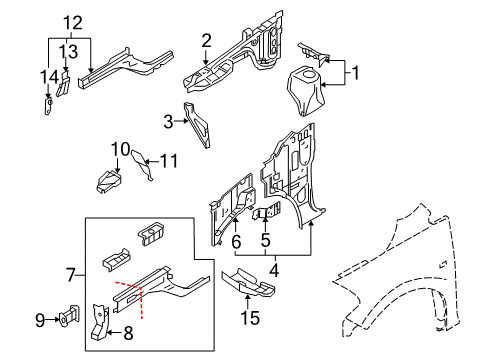 2013 Nissan Cube Structural Components & Rails HOODLEDGE-Upper, RH Diagram for F4112-1FAMA