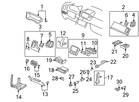 2006 Honda Pilot Cluster & Switches, Instrument Panel Label, Outlet Shut Diagram for 77629-S0X-A01