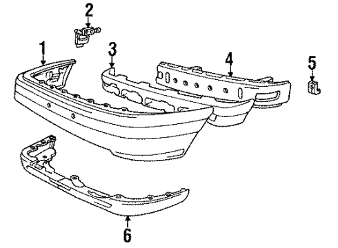 1990 Hyundai Excel Front Bumper Front Bumper Cover, Right Diagram for 86514-24000