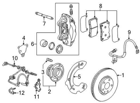 2021 Chevrolet Corvette Brake Components Brake Hose Diagram for 84841275