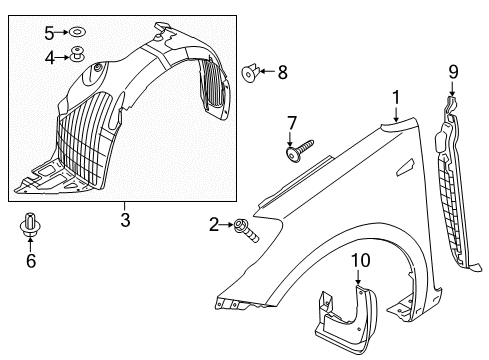 2014 Kia Forte5 Fender & Components, Exterior Trim Guard Assembly-Front Mud Diagram for 86831A7000