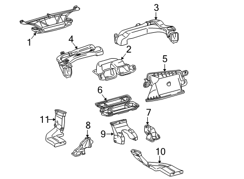 2010 Toyota Corolla Ducts Heater Duct Diagram for 55085-02100