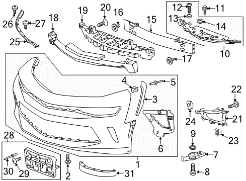 2018 Chevrolet Camaro Front Bumper Air Duct Diagram for 84078625