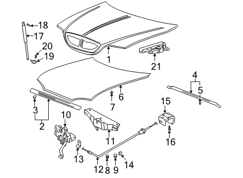 2004 Hyundai Sonata Hood & Components Bracket Assembly-Hood LIFTER Mounting, R Diagram for 81172-3D000