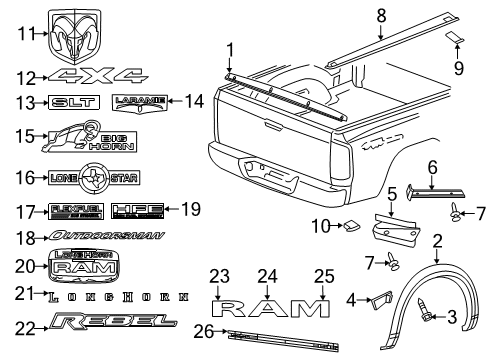 2015 Ram 1500 Exterior Trim - Pick Up Box Screw-HEXAGON FLANGE Head Tapping Diagram for 6510174AA