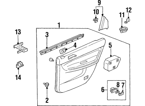 1995 Honda Accord Front Door Pocket, L. Pull *NH178L* (Power Window) (EXCEL CHARCOAL) Diagram for 83570-SV4-900ZB