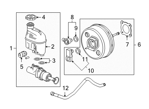2008 Chevrolet Malibu Dash Panel Components Cylinder Asm-Brake Master Diagram for 15221998