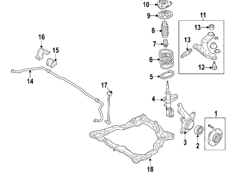 2006 Kia Spectra5 Front Suspension Components, Lower Control Arm, Stabilizer Bar Front Wheel Hub Assembly Diagram for 517502F010