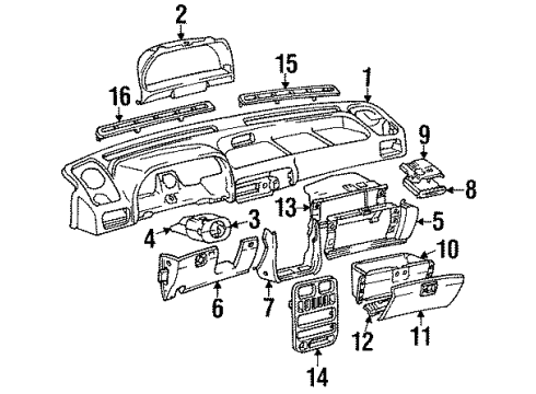 1990 Hyundai Excel Instrument Panel Crash Pad Assembly-Side Lower, LH Diagram for 84750-24500-AU