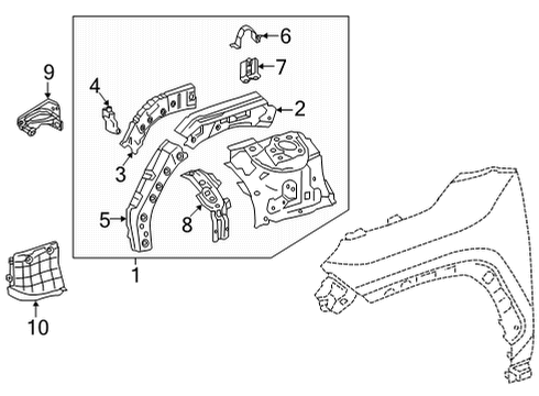 2022 Lexus NX250 Structural Components & Rails Inner Cover Diagram for 53736-42050