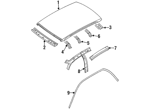 1999 Nissan Sentra Roof & Components Weatherstrip-Roof Drip, RH Diagram for 76842-1M201