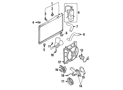 1993 Mitsubishi Mirage Radiator & Components, Water Pump, Cooling Fan Water Pump Diagram for MD300799