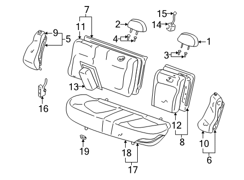 2004 Kia Optima Rear Seat Components Guide Assembly HEADREST Ct, RH Diagram for 897903C020BT