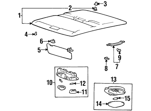2000 Hyundai Elantra Interior Trim - Roof Room Lamp Assembly Diagram for 92800-22050-IA